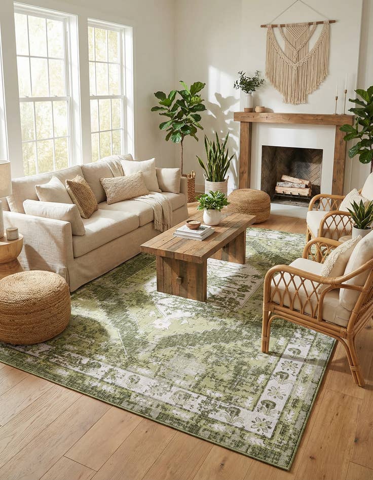 Detail image of  10' x 14'  Washable Traditional Indoor / Outdoor Rug