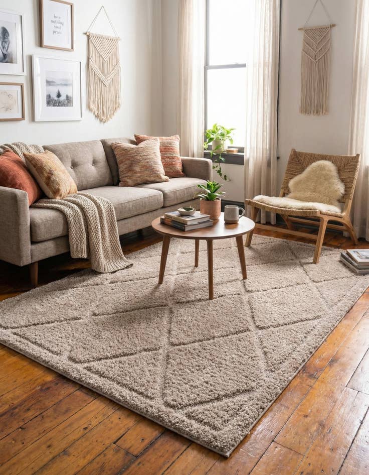 Detail image of  4' x 6' Lattice Shag Rug