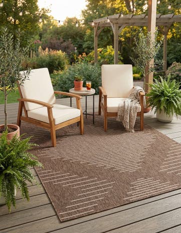 Brown Easy-Clean Modern Indoor / Outdoor Rug