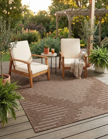 Brown Easy-Clean Modern Indoor / Outdoor Rug