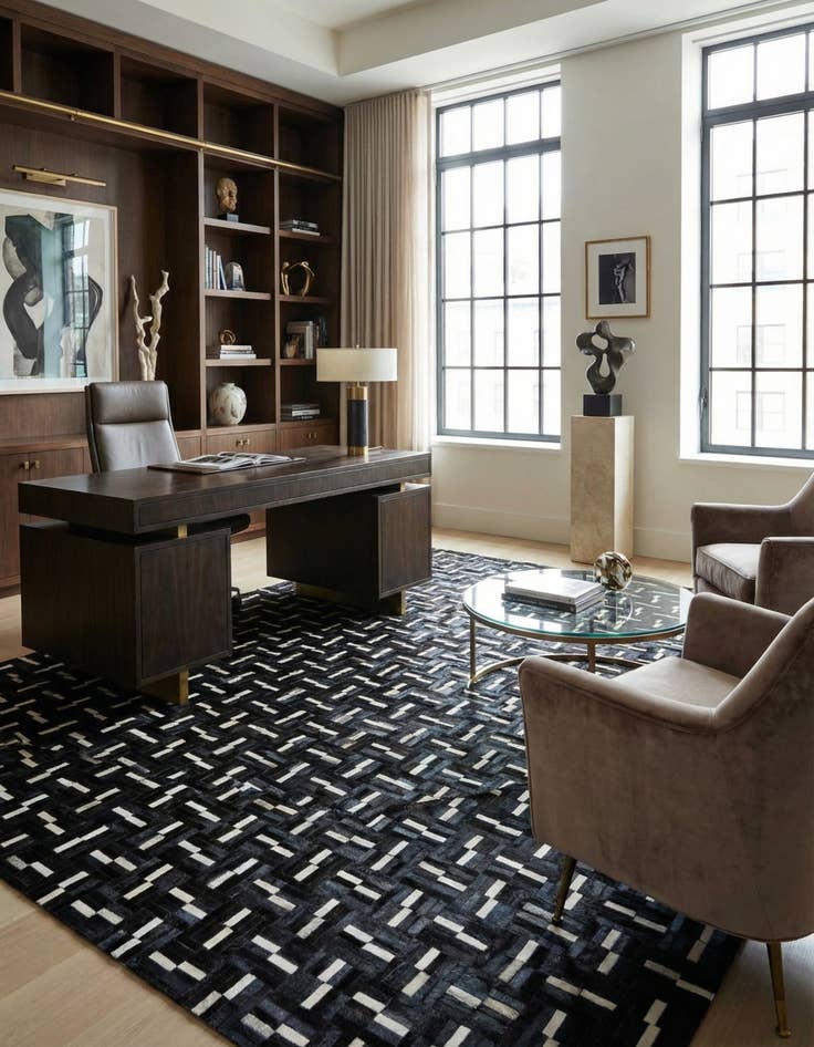 Detail image of 8' 2 x 9' 10 Cowhide Leather Rug