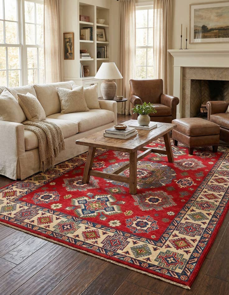 Detail image of 5' 8 x 7' 9  Hand Knotted Kazak Rug