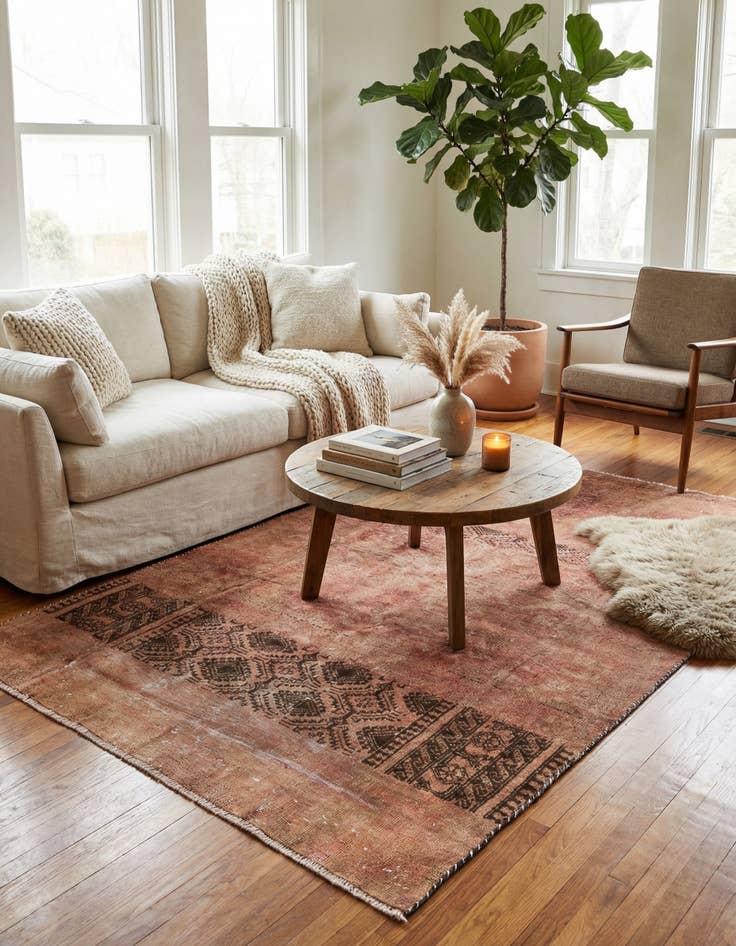 Detail image of 4' 2 x 6' 7 Hand Knotted Ultra Vintage Persian Wool Rug