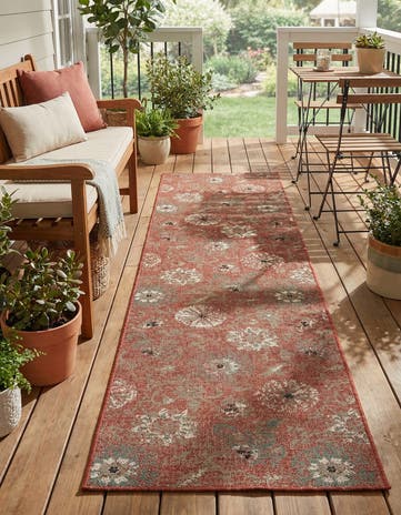 2' 7 x 10' Easy-Clean Botanical Indoor / Outdoor Runner Rug