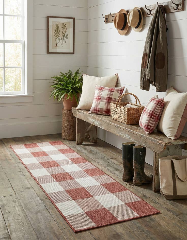 Detail image of 2' x 5' 3  Washable Checkered Indoor / Outdoor Runner Rug