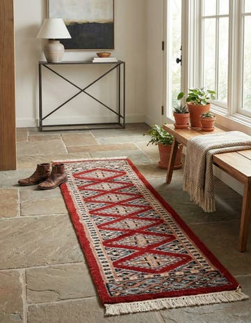 1' 1 x 4' 3 Hand Knotted Bokhara Oriental Wool Runner Rug