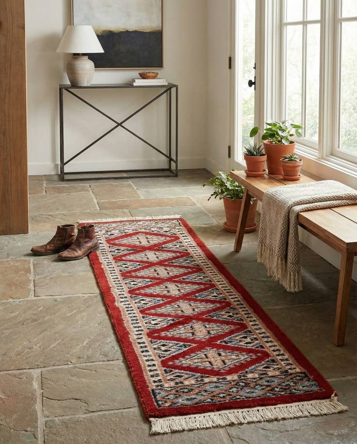 Detail image of 1' 1 x 4' 3 Hand Knotted Bokhara Oriental Wool Runner Rug