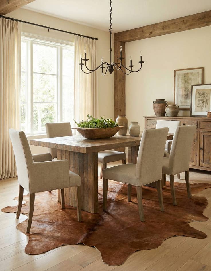 Detail image of 6' 5 x 6' 10 Cowhide Leather Square Rug