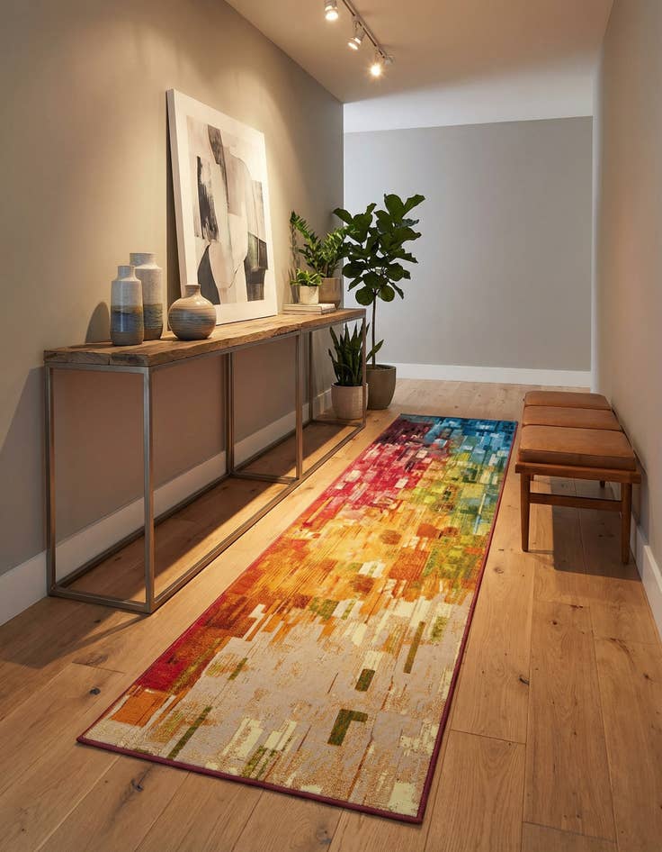 Detail image of 2' 7 x 12' Easy-Clean Modern Indoor / Outdoor Runner Rug