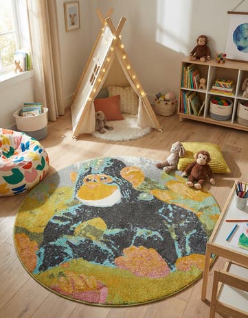 Gorilla Whimsy Kids Round Rug