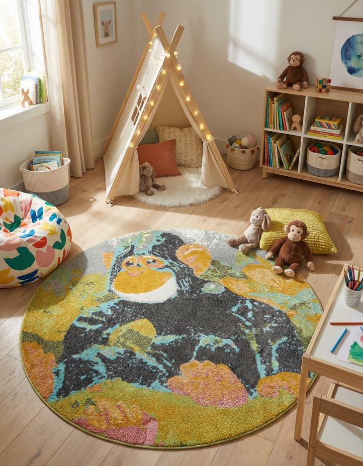 5' 1 x 5' 1 Gorilla Whimsy Kids Rou...