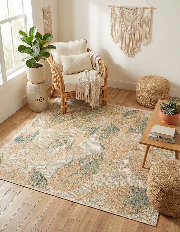 Detail image of  5' 3 x 5' 3  Washable Baja Indoor / Outdoor Square Rug