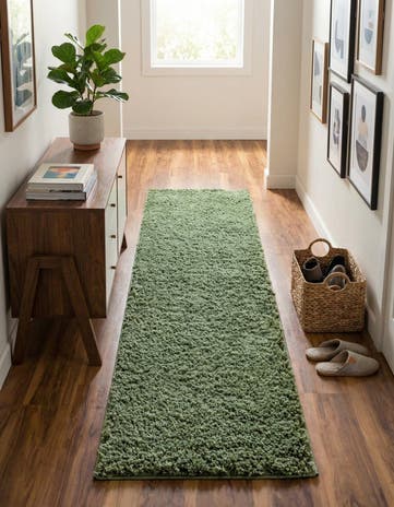 Green Everyday Shag Runner Rug