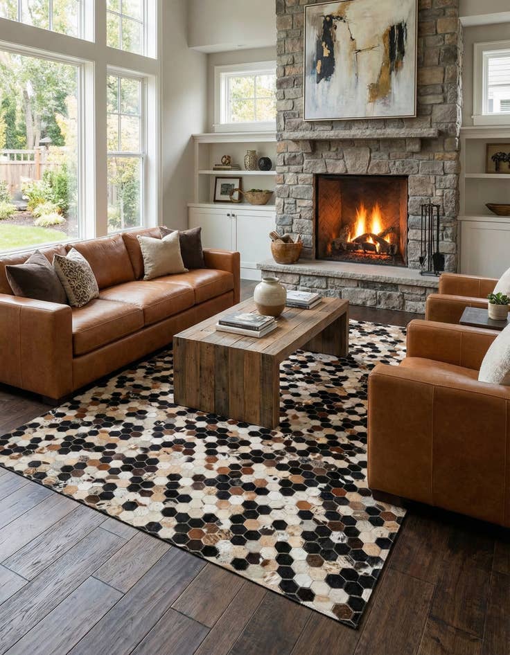 Detail image of 5' 1 x 7' 11 Cowhide - Patchwork Rug