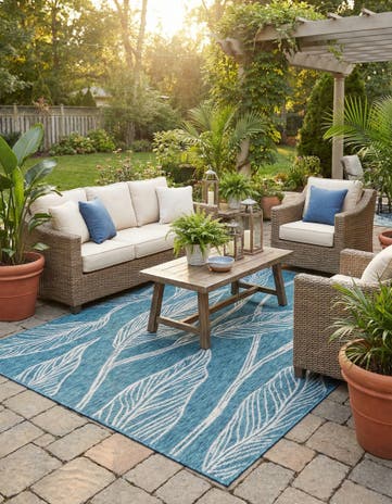 6' x 9' Easy-Clean Botanical Indoor / Outdoor Rug