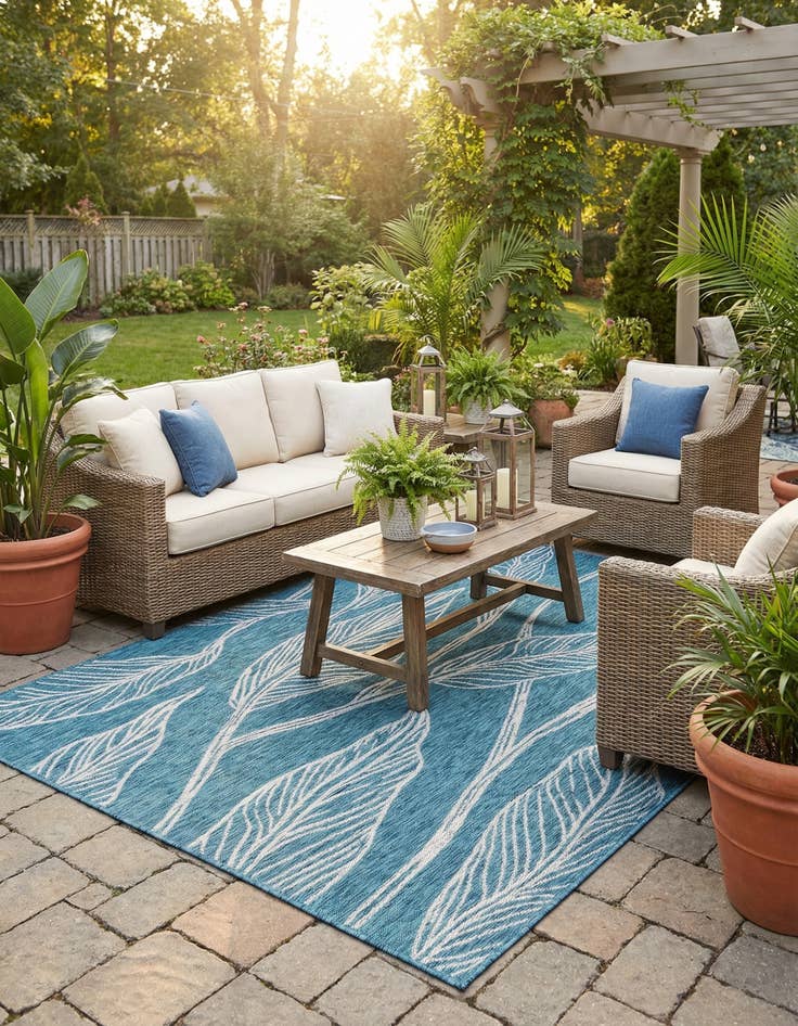 Detail image of 6' x 9' Easy-Clean Botanical Indoor / Outdoor Rug
