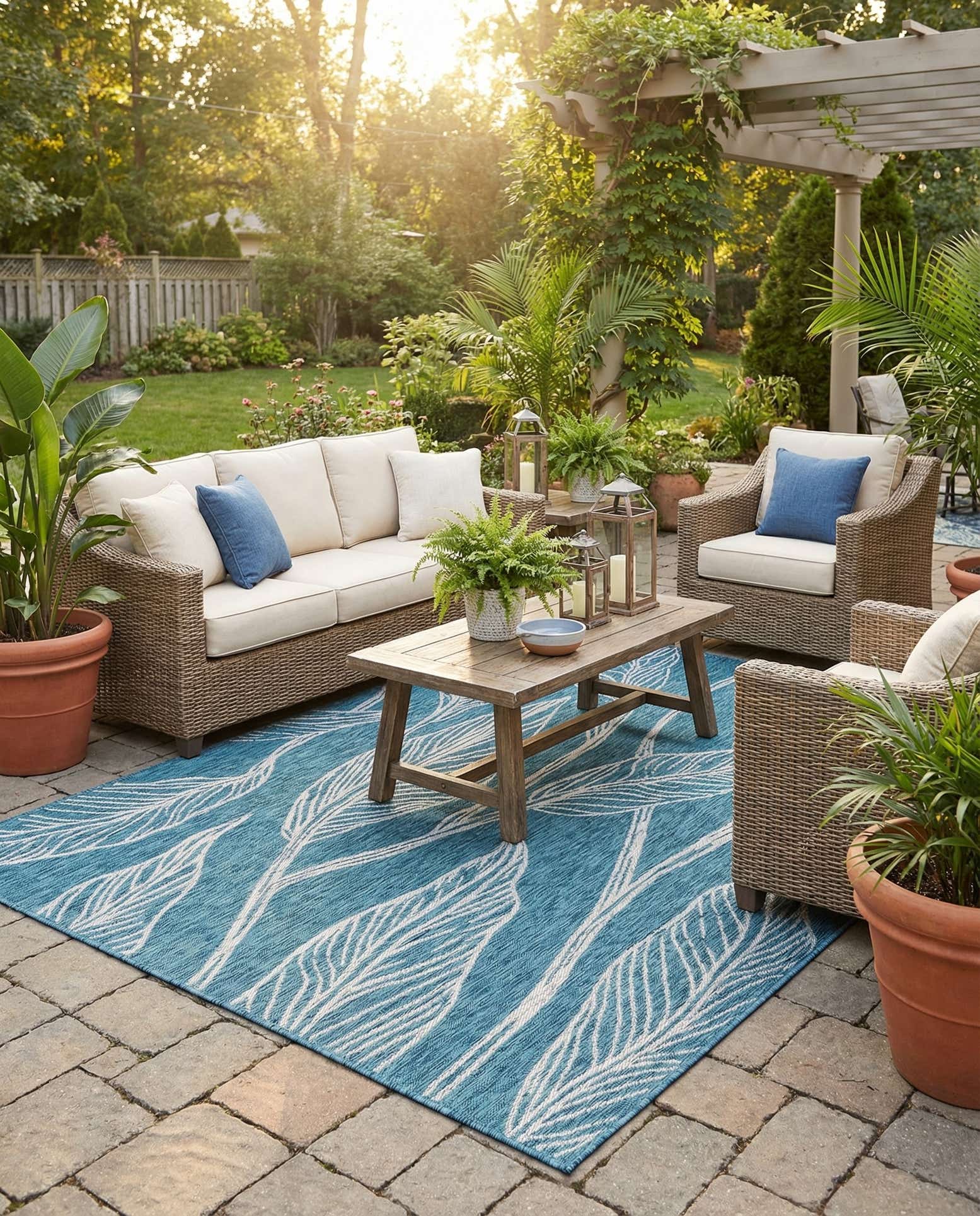 6' x 9' Easy-Clean Botanical Indoor / Outdoor Rug
