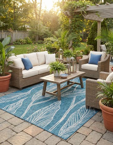 6' x 9' Easy-Clean Botanical Indoor / Outdoor Rug