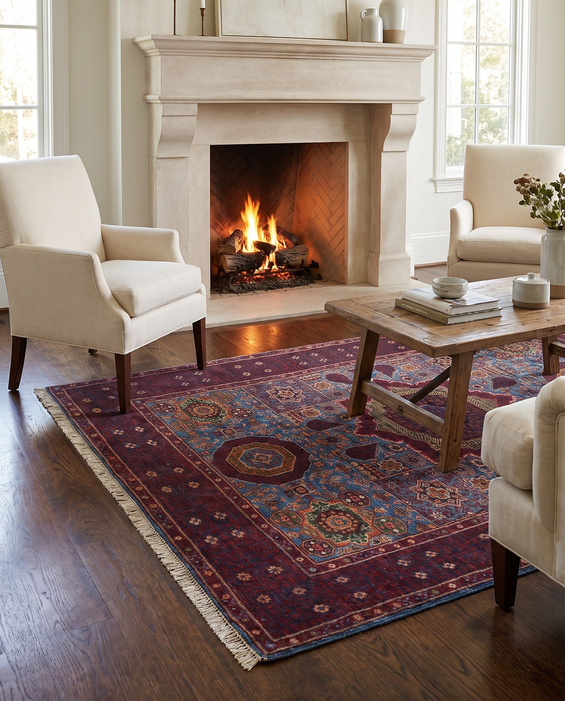 4' x 5' 10 Hand Knotted Mamluk Ziegler Rug