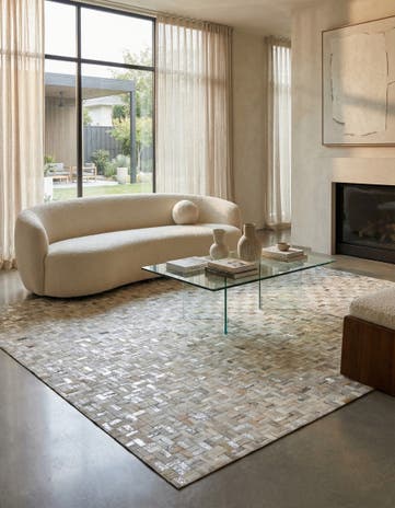 7' 10 x 9' 8 Cowhide Leather Rug