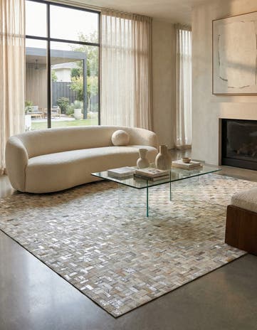 7' 10 x 9' 8 Cowhide Leather Rug