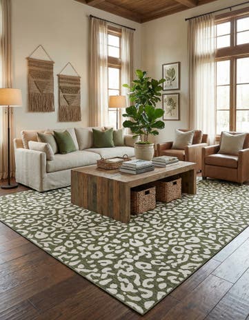 Green Easy-Clean Safari Indoor / Outdoor Square Rug