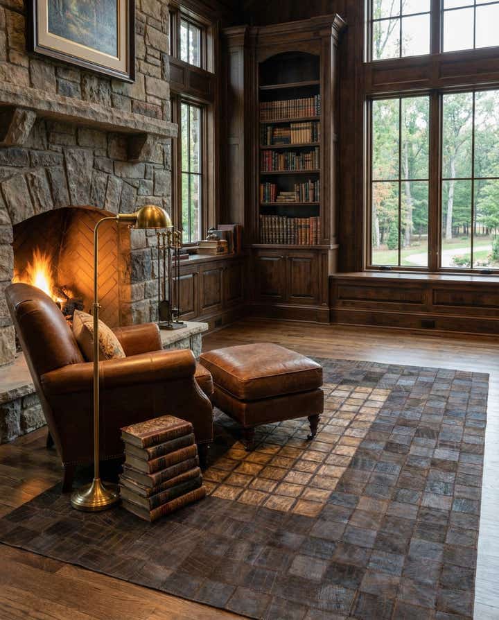 5' x 8' 4 Cowhide Leather Rug