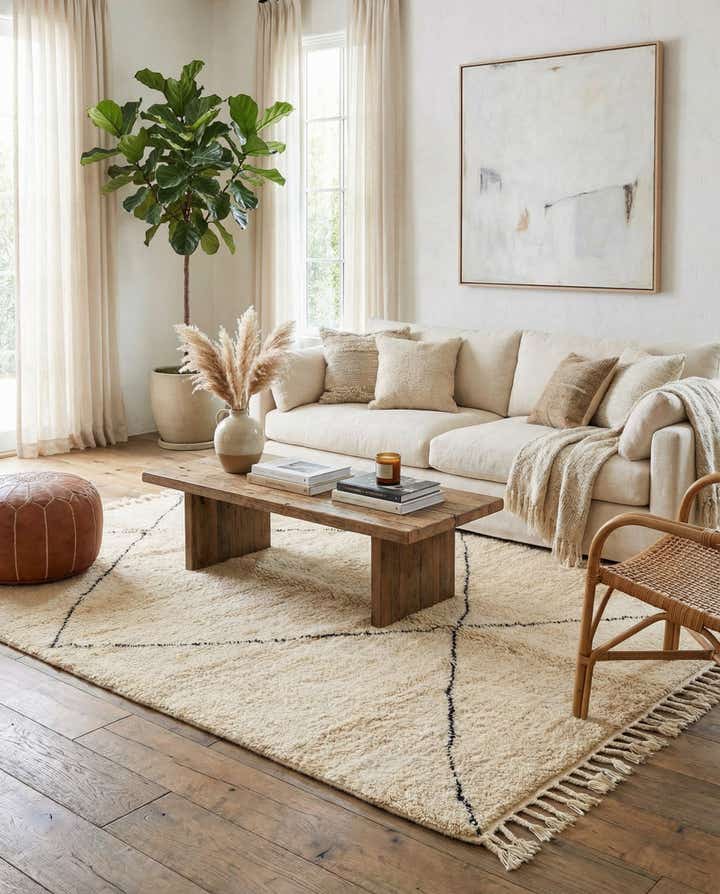 7' 1 x 9' 6 Hand Knotted Moroccan Wool Rug