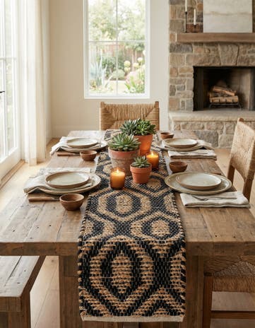 1' 2 x 5' 1 Hand Woven Chindi Jute Table Runner Rug