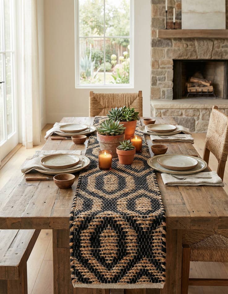 Detail image of  1' 2 x 5' 1  Hand Woven Chindi Jute Table Runner Rug