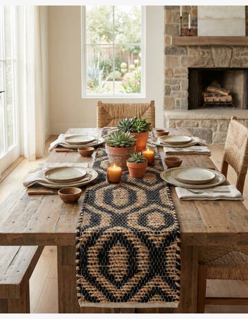 1' 2 x 5' 1 Hand Woven Chindi Jute Table Runner Rug