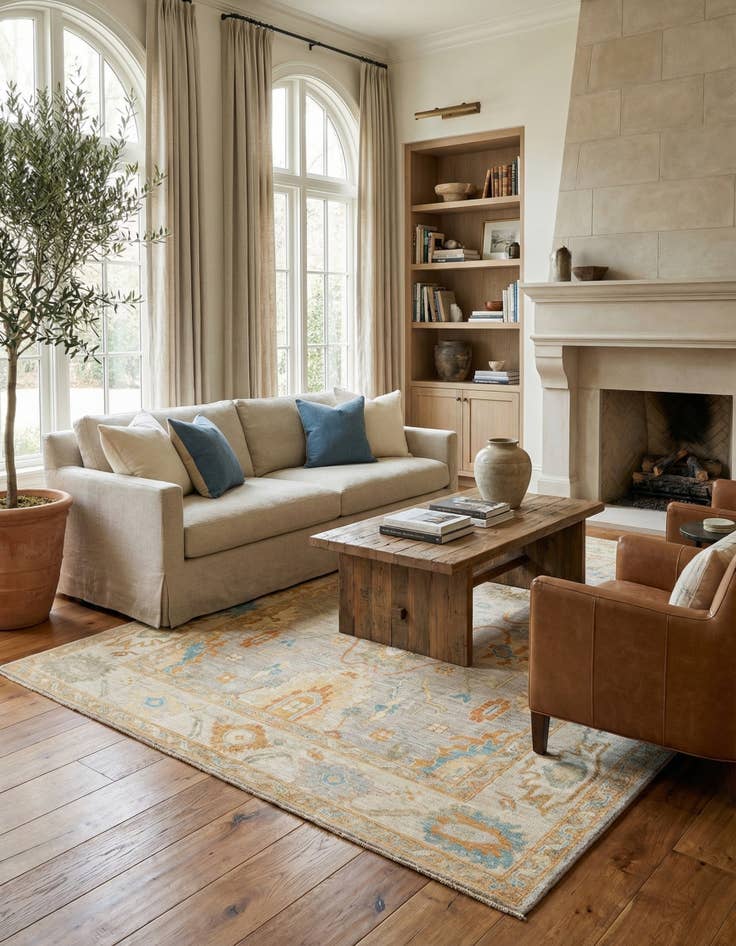 Detail image of 6' 8 x 9' 9 Hand Knotted Oushak Rug