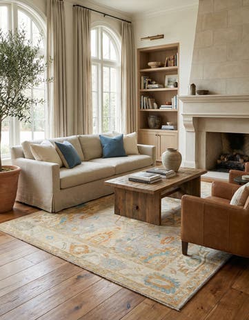 6' 8 x 9' 9 Hand Knotted Oushak Rug