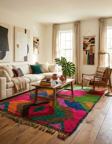 6' 8 x 9' 2 Hand Knotted Moroccan Wool Rug