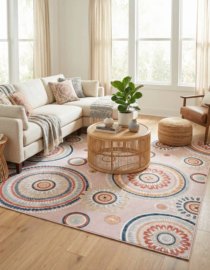 Detail image of  9' 9 x 12'  Washable Botanical Indoor / Outdoor Rug