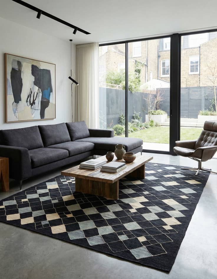 Detail image of 6' 10 x 9' 7  Hand Woven Kilim Modern Wool Rug