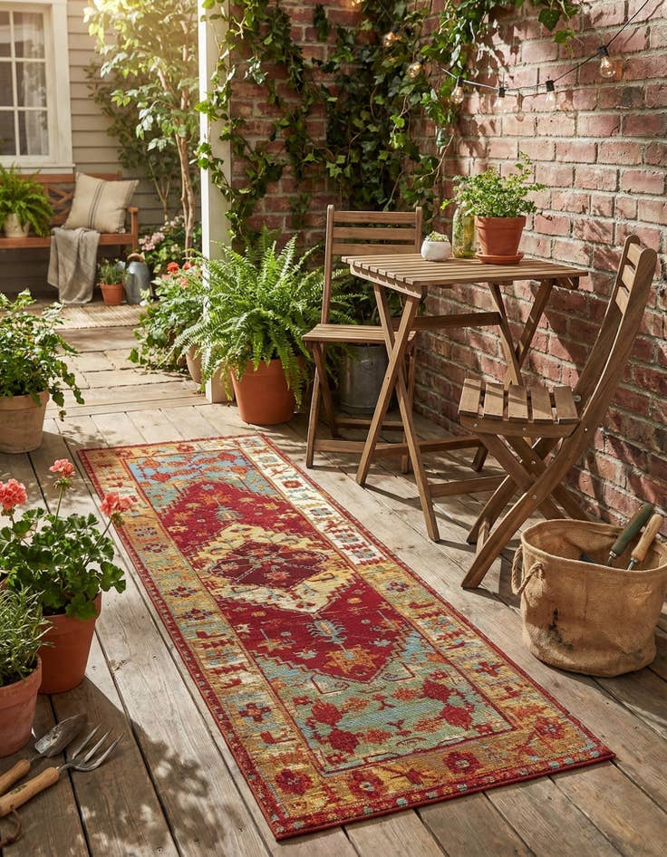 Detail image of 2' x 6'  Washable Traditional Indoor / Outdoor Runner Rug