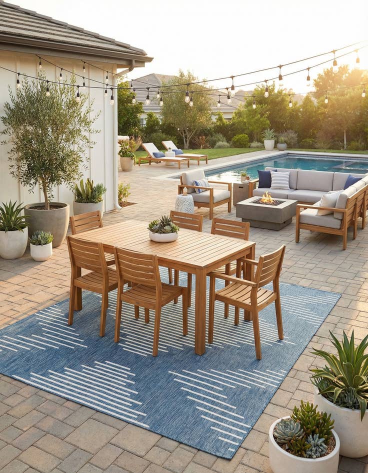 Detail image of 10' x 13' Easy-Clean Modern Indoor / Outdoor Rug