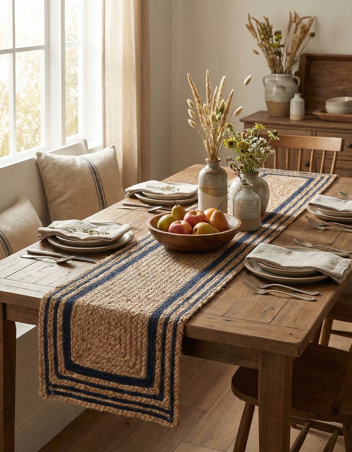 1' 2 x 5' 1 Handmade Braided Jute Table Runn...