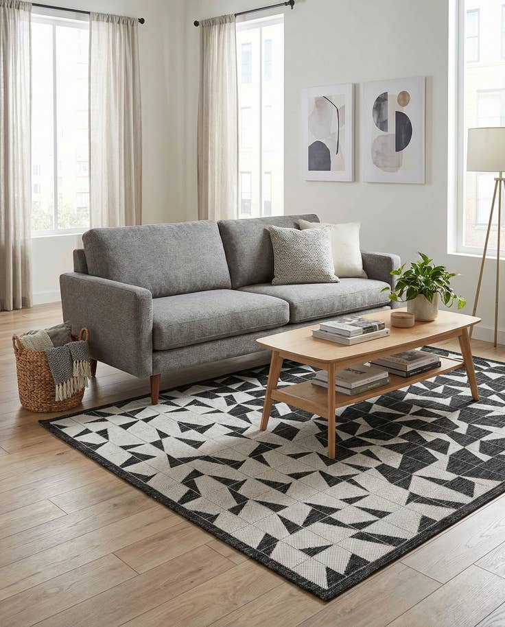 Detail image of 5' 3 x 8' Easy-Clean Modern Indoor / Outdoor Rug