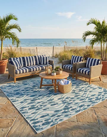 10' x 10' Easy-Clean Coastal Indoor / Outdoor Square Rug