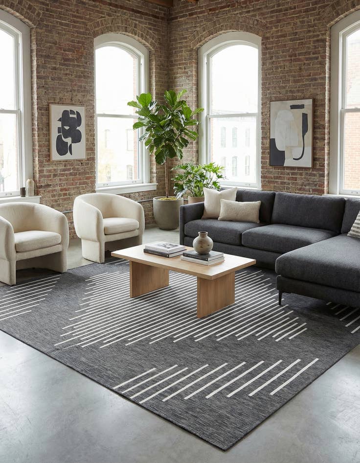 Detail image of 13' x 13'  Washable Modern Indoor / Outdoor Square Rug