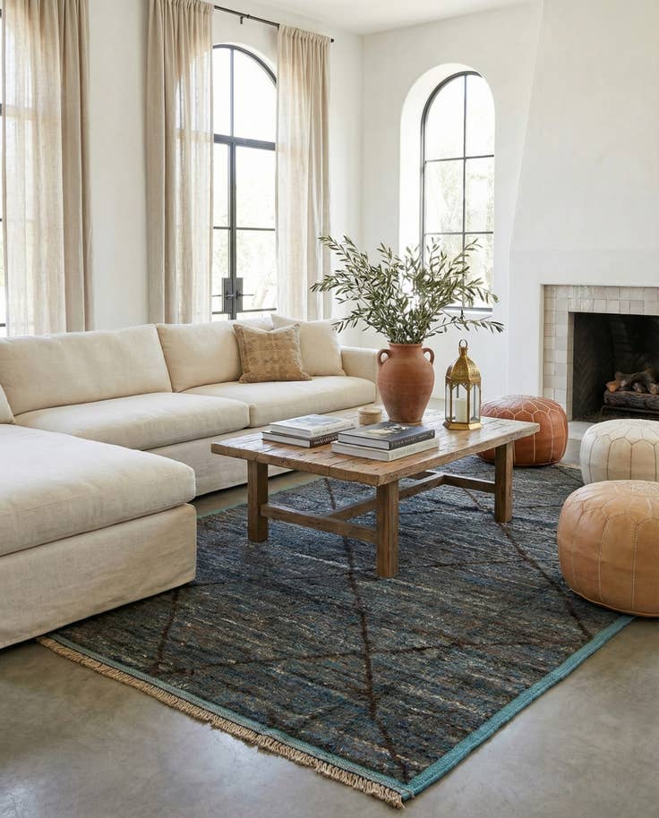 Detail image of 5' 11 x 9' 9 Hand Knotted Moroccan Wool Rug