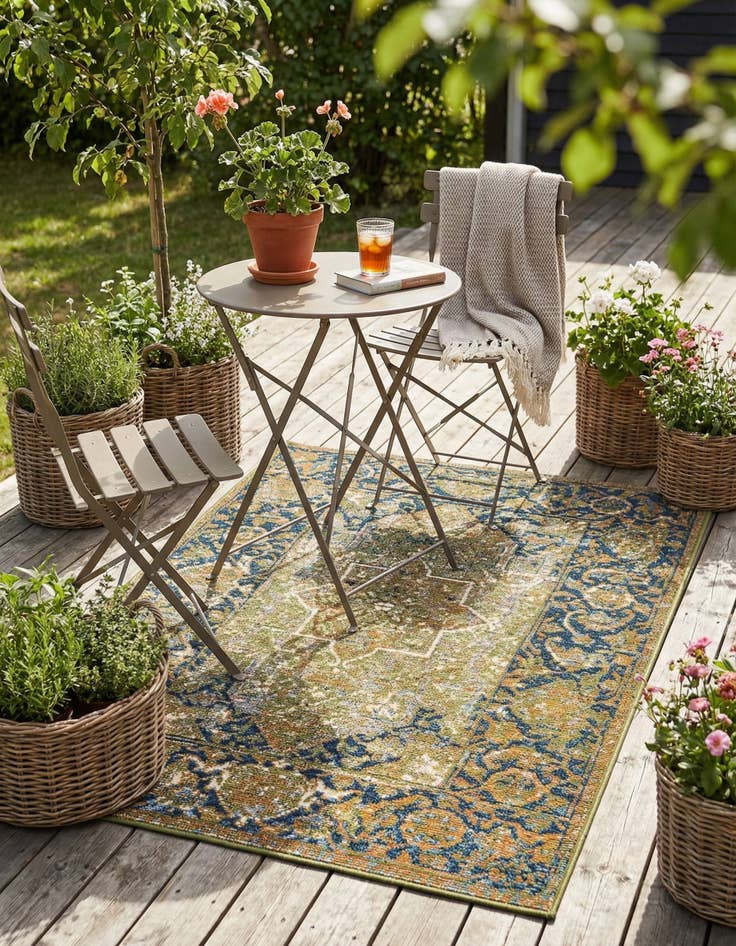 Detail image of 2' x 3'  Washable Traditional Indoor / Outdoor Rug