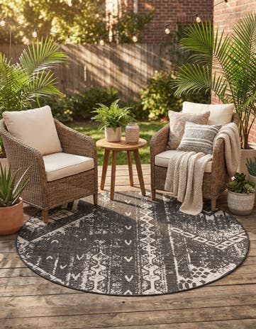 6' x 6' Easy-Clean Bohemian Indoor / Outdoor Round Rug