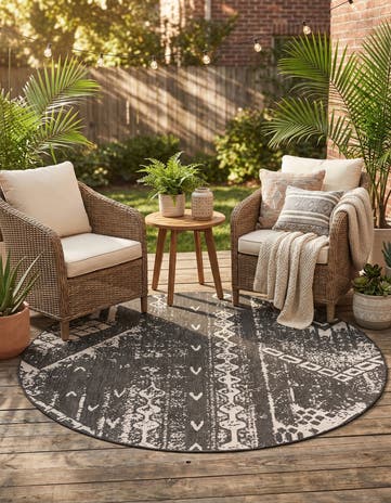 6' x 6' Easy-Clean Bohemian Indoor / Outdoor Round Rug