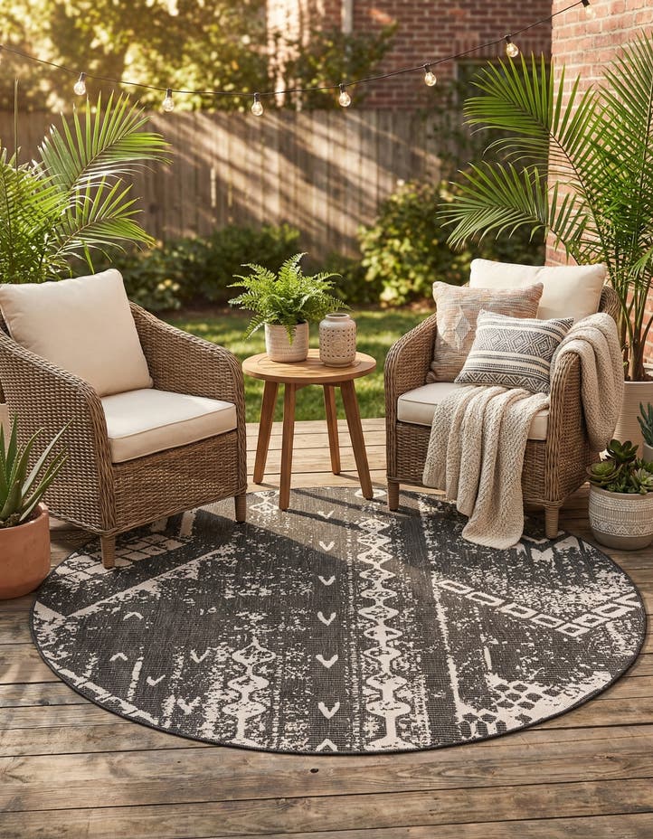 6' x 6' Easy-Clean Bohemian Indoor / Outdo...