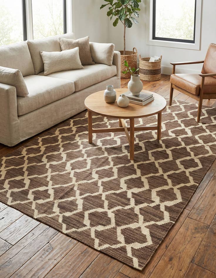 Detail image of 4' 2 x 6' 1  Hand Woven Kilim Modern Wool Rug