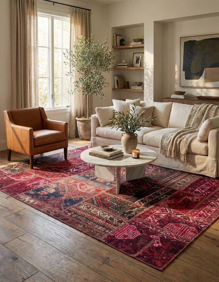 Detail image of  5' 3 x 7'  Hand Knotted Ultra Vintage Persian Wool Rug