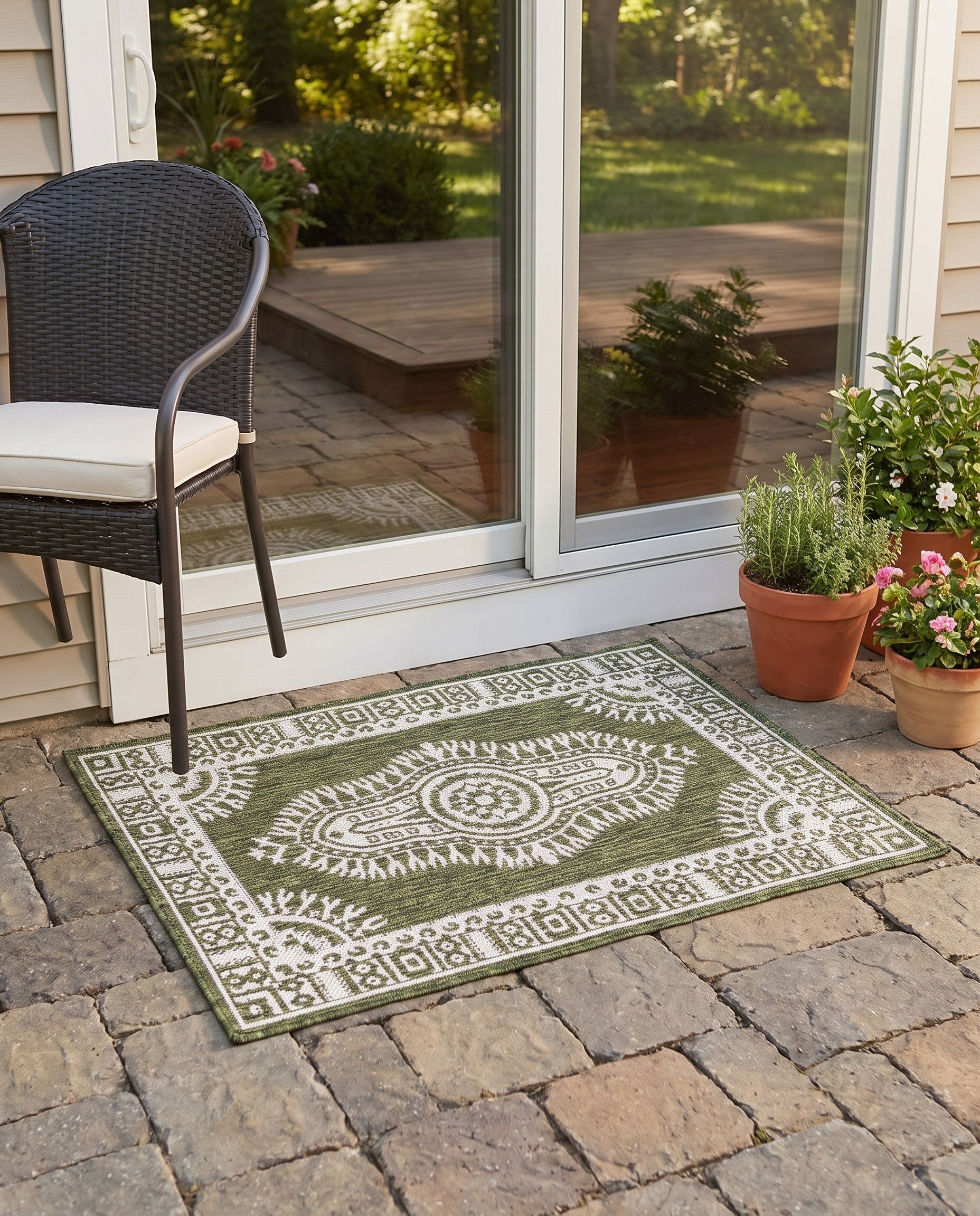 2' x 3' Easy-Clean Traditional Indoor / Outdoor Rug